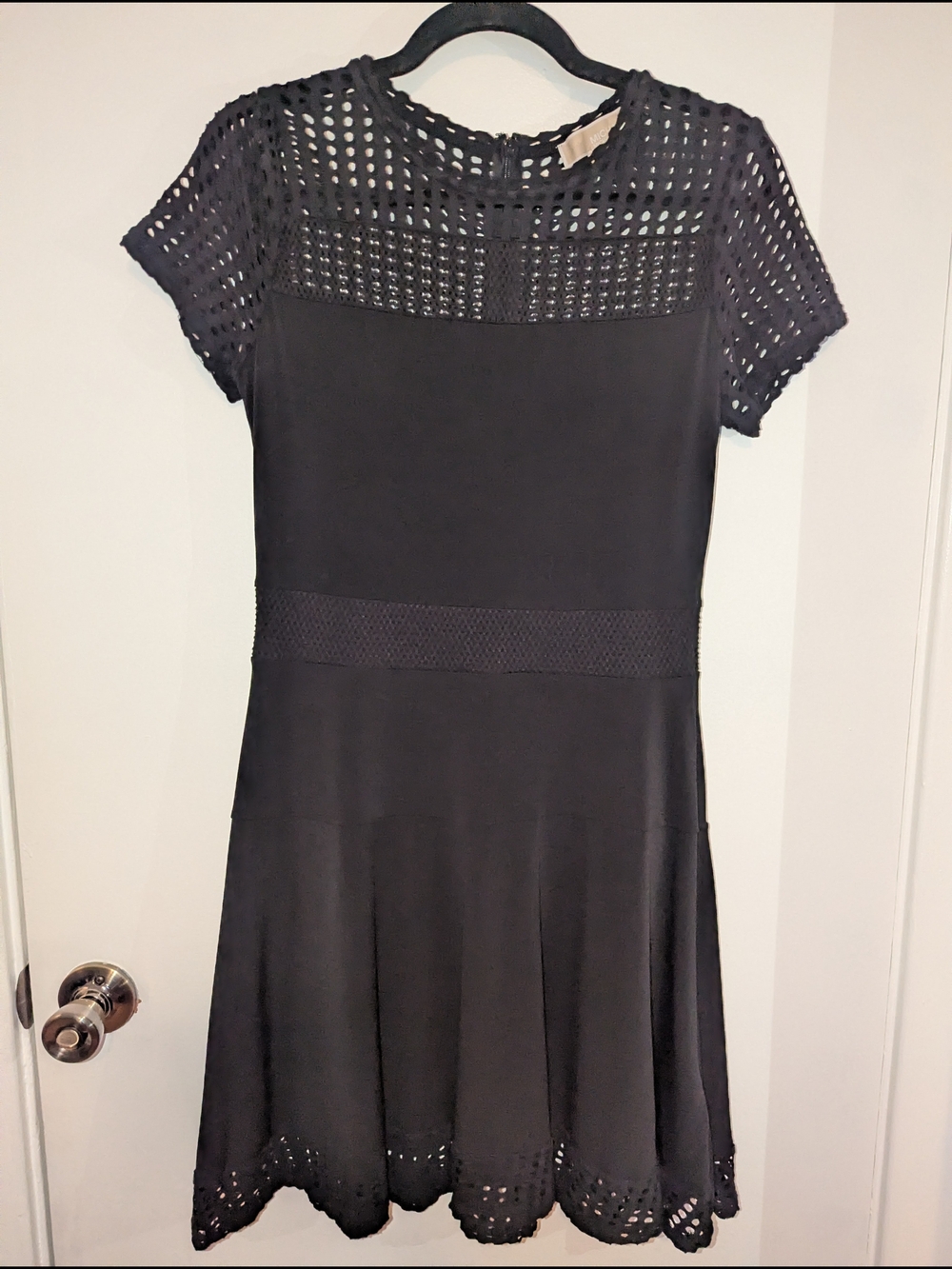 Michael Kors Black Eyelet Short-Sleeve Fit & Flare Dress